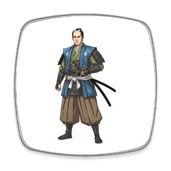 Samouraï Edo en veste bleue - Magnet carré - blanc - Devant