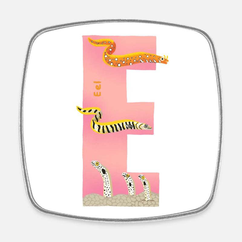 E Alphabet Rose - Magnet carré - blanc