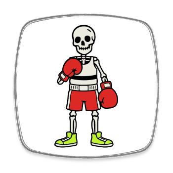 Skeleton Boxer – Spooky Fight Night - Square fridge magnet - white - Front