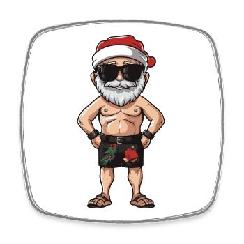 Père Noël Vacances d’été Père Noël Père Noël - Magnet carré - blanc - Devant
