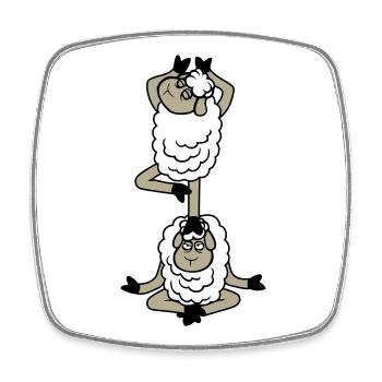 Sheep Tired Sleepy Yoga Stacked Balance Medita - Square fridge magnet - white - Front