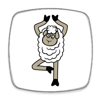 mouton fatigué épuisé triste yoga arbre pose bande dessinée - Magnet carré - blanc - Devant