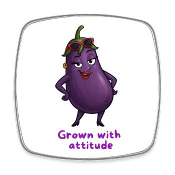 aubergine avec attitude illustration végétale - Magnet carré - blanc - Devant