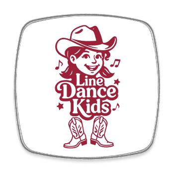 Line Dance Kids Cowboy Hut und Cowboy Stiefel - Viereckiger Kühlschrankmagnet - Weiß - Vorne