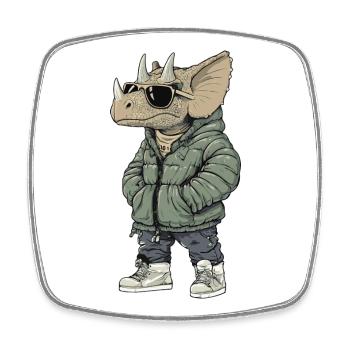 Dinosaur triceratops Cool Winter - Square fridge magnet - white - Front