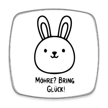 Rabbit Saying | Carrots bring good luck! - Square fridge magnet - white - Front
