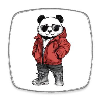 Panda Cool Winter - Square fridge magnet - white - Front