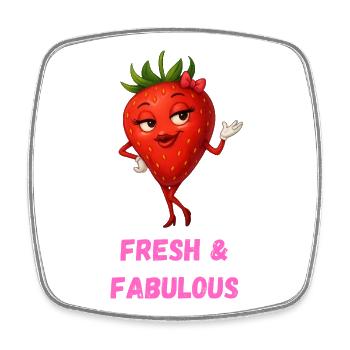  Erdbeere Dame - Charmant und fresh Karikatur  - Viereckiger Kühlschrankmagnet - Weiß - Vorne