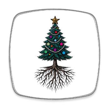 Christmas tree with roots – festively rooted - Square fridge magnet - white - Front
