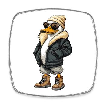 Duck Cool Winter - Square fridge magnet - white - Front