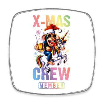 Xmas Crew Weihnachten Affe Einhorn - Viereckiger Kühlschrankmagnet - Weiß - Vorne