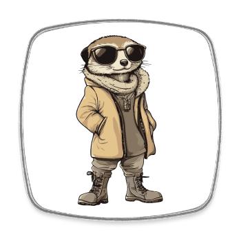 Suricate Hiver frais - Magnet carré - blanc - Devant
