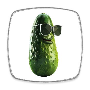 Cucumber Pickle with Sunglasses - Square fridge magnet - white - Front