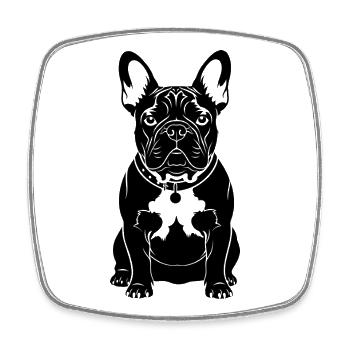Drôle de bouledogue français cadeau mignon - Magnet carré - blanc - Devant