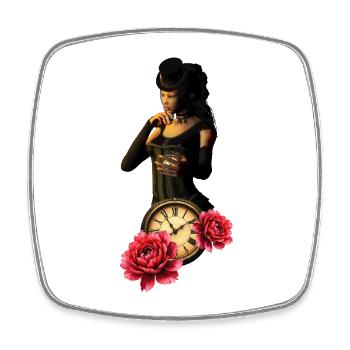 Steampunk Watch with Roses - Square fridge magnet - white - Front