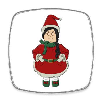 Weihnachtsmannmädchen im roten Kleid - Viereckiger Kühlschrankmagnet - Weiß - Vorne