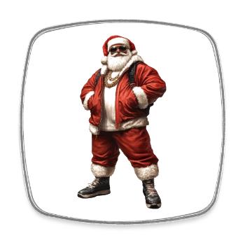 Nikolaus, Weihnachtsmann im Hip Hop, Rap Style - Viereckiger Kühlschrankmagnet - Weiß - Vorne