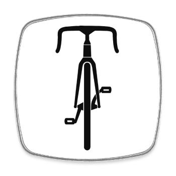 Road Bike Silhouette Front View Black - Square fridge magnet - white - Front