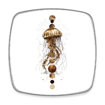 Boho Jellyfish with Moon Phases – Mystical Design - Square fridge magnet - white - Front