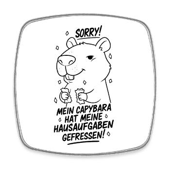Sorry! Capybara hat meine Hausaufgaben gefressen - Viereckiger Kühlschrankmagnet - Weiß - Vorne