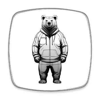 Graphique de sweat à capuche Ours - Magnet carré - blanc - Devant