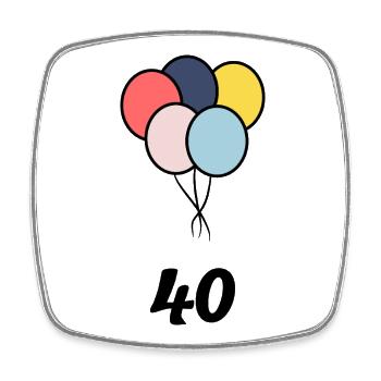 40. 40 ANS. 40e ANNIVERSAIRE. ANNIVERSAIRE 40 ANS. - Magnet carré - blanc - Devant