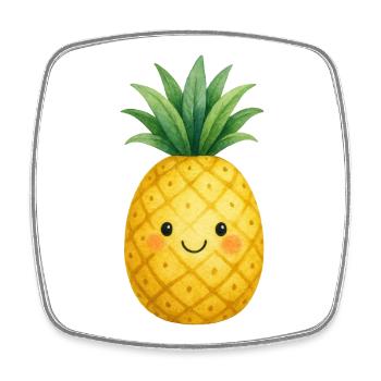 Kawaii Pineapple Watercolor Kids Fruit Cute Cute - Square fridge magnet - white - Front