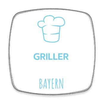 Die besten Griller kommen aus Bayern / Grill, BBQ - Viereckiger Kühlschrankmagnet - Weiß - Vorne