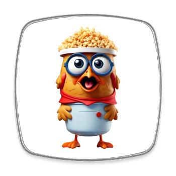 Popcorn Chicken with Glasses - Square fridge magnet - white - Front