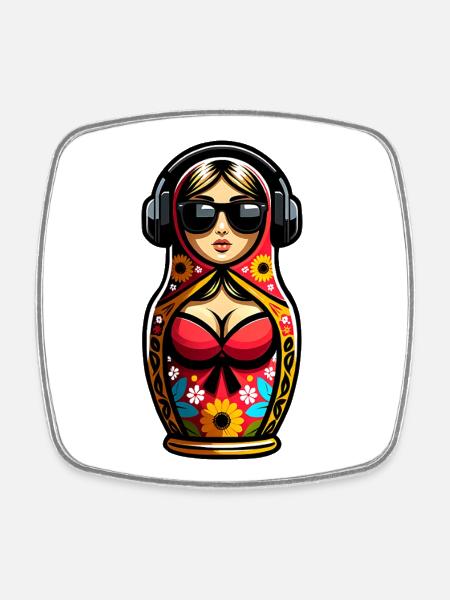 Russe Matriochka Musique Russie Russe - Magnet carré - blanc