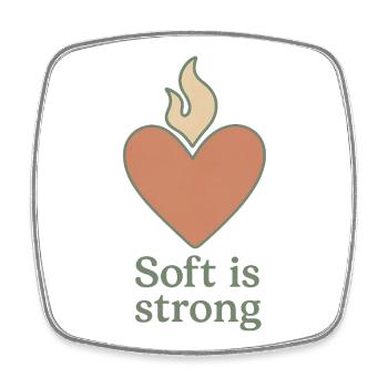 Soft is Strong Heart with Flame - Square fridge magnet - white - Front
