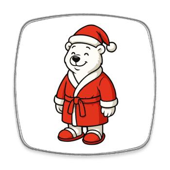 Winter bear in Santa outfit - Square fridge magnet - white - Front
