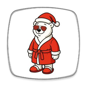 Winter Bär im Santa Outfit - Viereckiger Kühlschrankmagnet - Weiß - Vorne