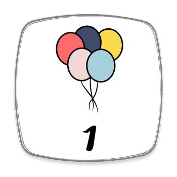 1. 1 year. 1st ANNIVERSARY. 1 YEAR ANNIVERSARY - Square fridge magnet - white - Front