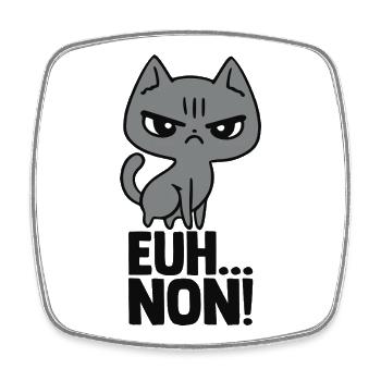 Chat Grognon Drôle Mauvaise Humeur Boudeuse Fille - Square fridge magnet - white - Front
