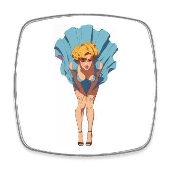 Pin-up avec une robe d’été soufflante - Magnet carré - blanc - Devant