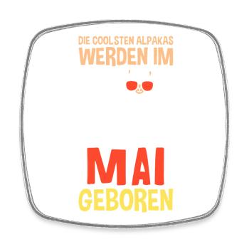 May Birthday Alpaca Saying Funny - Square fridge magnet - white - Front