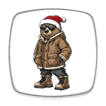Bear Christmas Winter - Square fridge magnet - white - Front