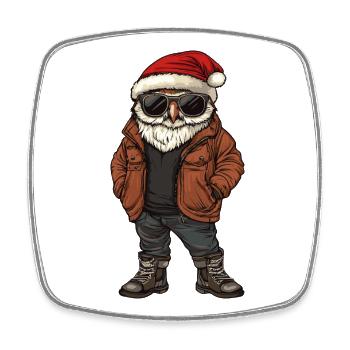 Owl Christmas Winter - Square fridge magnet - white - Front