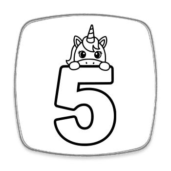 Licorne mignonne sur l’illustration du dessin animé numéro 5 - Magnet carré - blanc - Devant
