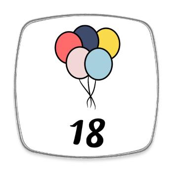 18. 18 YEARS OLD. 18th ANNIVERSARY. 18 BIRTHDAY. - Square fridge magnet - white - Front