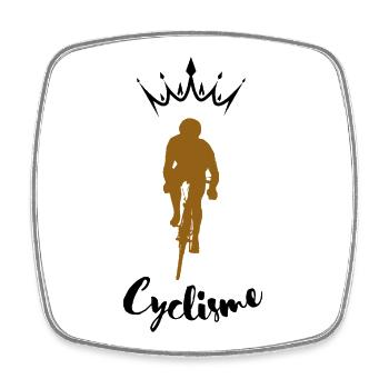 Cyclist gold on black - Square fridge magnet - white - Front