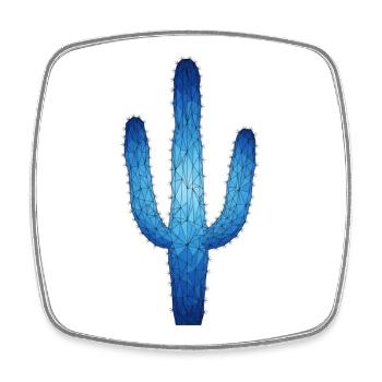 Blauer Geometrik Kaktus - Viereckiger Kühlschrankmagnet - Weiß - Vorne