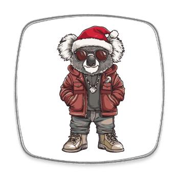 Koala Noël Hiver - Magnet carré - blanc - Devant