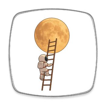 Astronautenleiter zum Mond - Viereckiger Kühlschrankmagnet - Weiß - Vorne