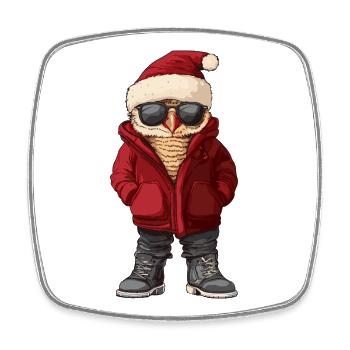 Owl Christmas Winter - Square fridge magnet - white - Front