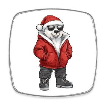 Polar Bear Christmas Winter - Square fridge magnet - white - Front
