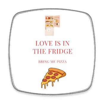 Motif de frigo d’amour de la pizza pour la Saint-Valentin - Magnet carré - blanc - Devant