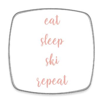 Eat Sleep Ski Repeat - Ski - Skiing Women - Square fridge magnet - white - Front