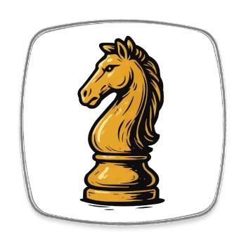 Pferd Schach Figur - Viereckiger Kühlschrankmagnet - Weiß - Vorne